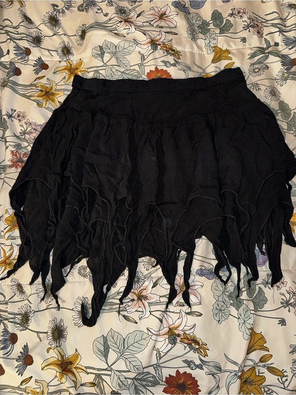 Black Fringe Mini Skirt